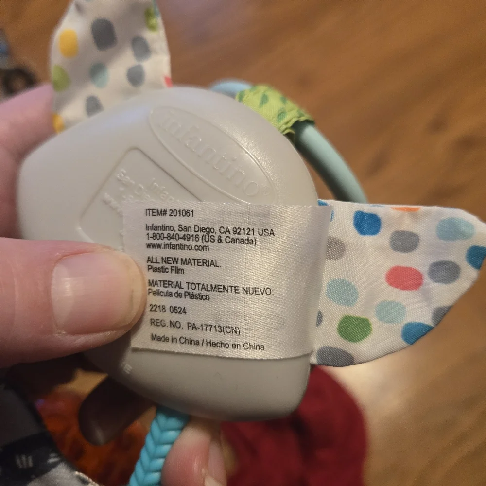 Infantino Jingle Charms Raccoon Rattle Travel Toy Baby Toy Infant Diaper Bag Toy